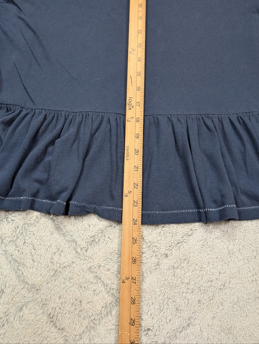 The Great Shirt Womens 2 M Blue Navy Ruffle Tee Cotton Short Sleeves Casual - Picture 6 of 7